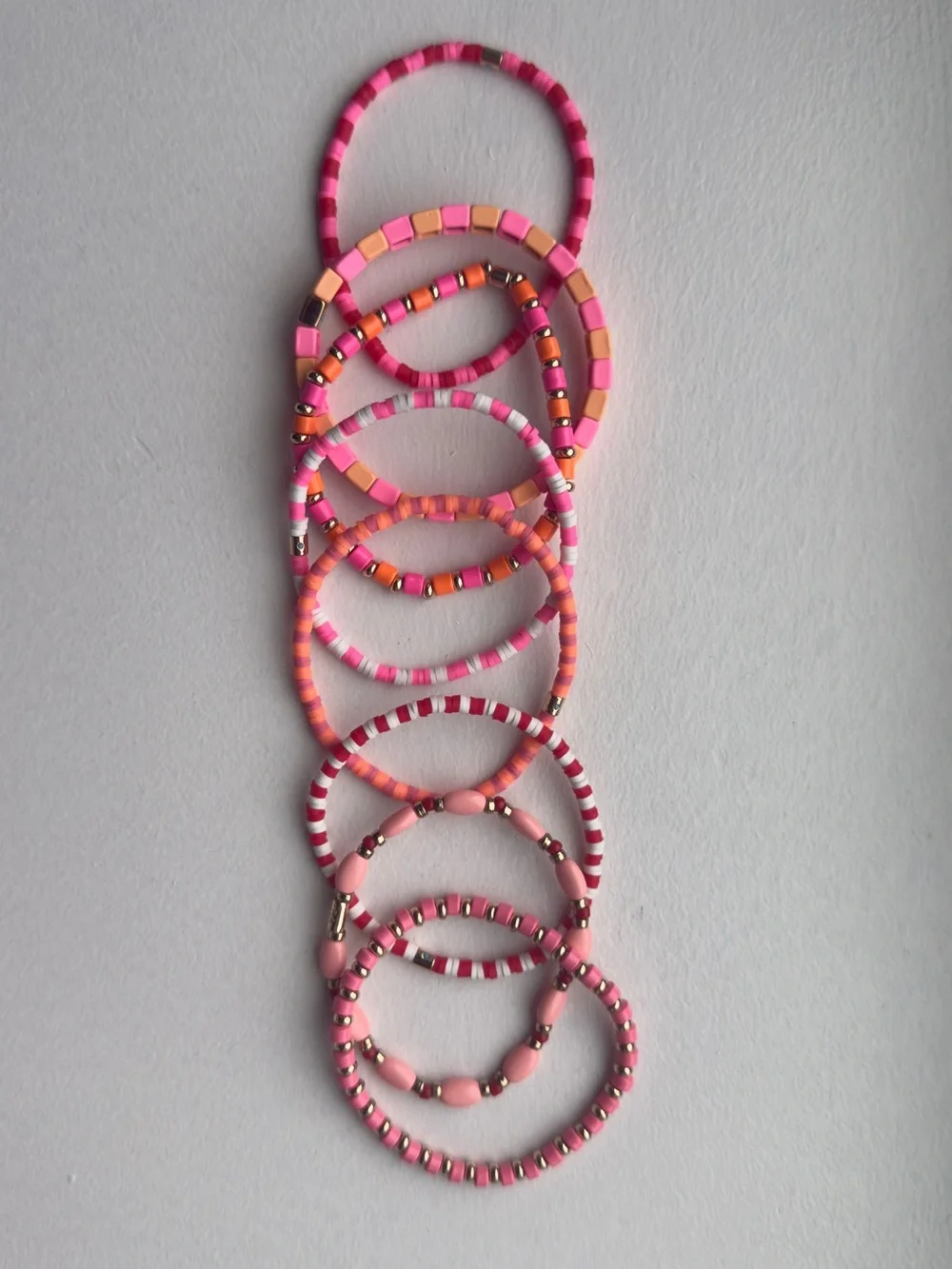 Roxanne Assoulin Pink & Coral Beaded Stretch Bracelets - Picture 1 of 3